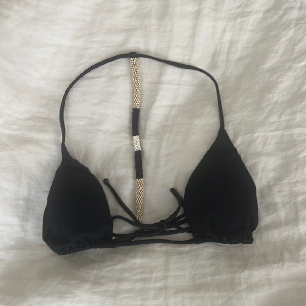 Vix black beaded halter bikini top
